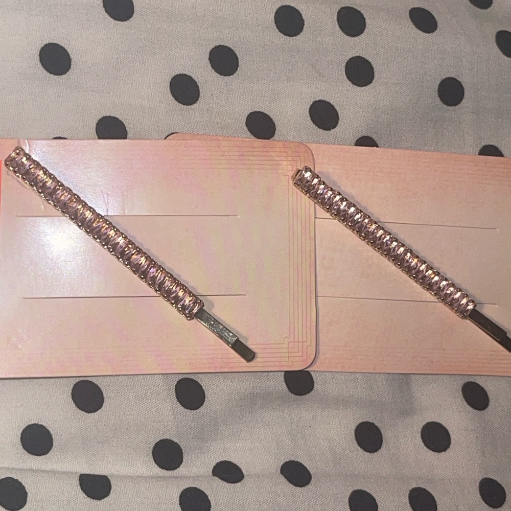 (2) Pink Rhinestone Bobby Pins